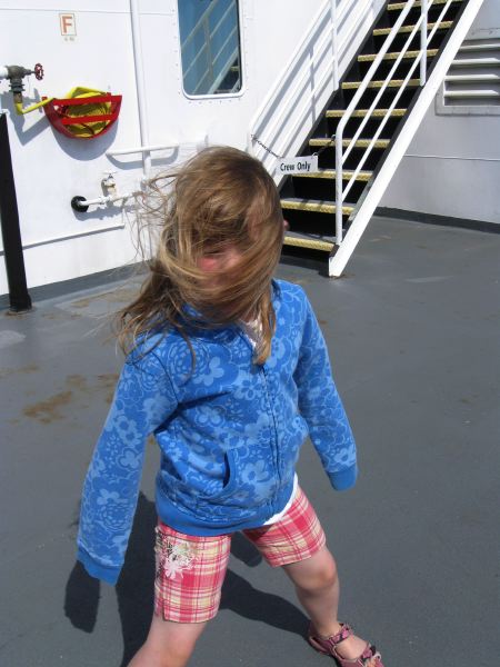 windy ferry trip